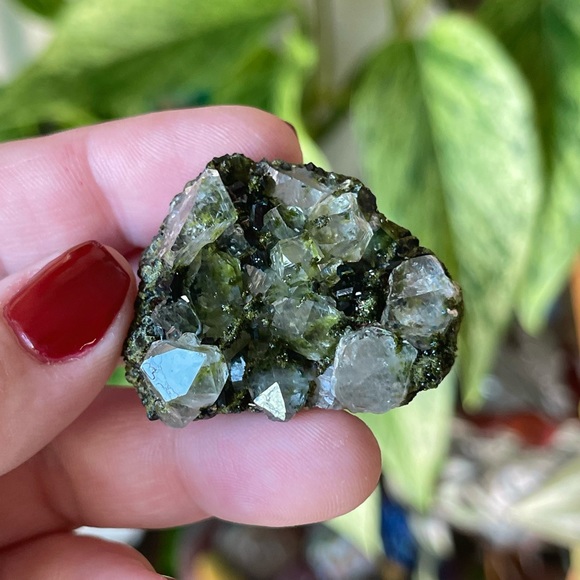 💚Druzy Epidote Quartz Crystal Specimen Cluster Turkey💚